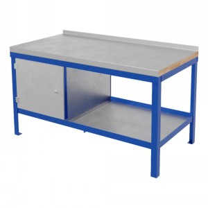Heavy Duty Workbench Wood & Steel Top With Cupboard